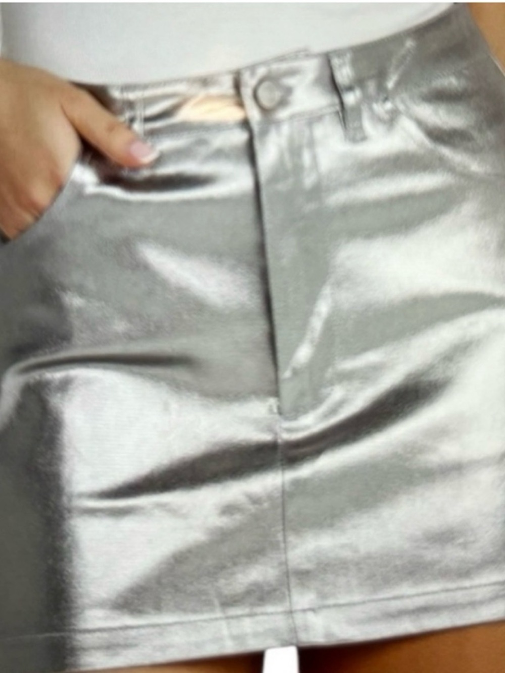 NWOT Calvin Klein Metallic Silver Mini Skirt